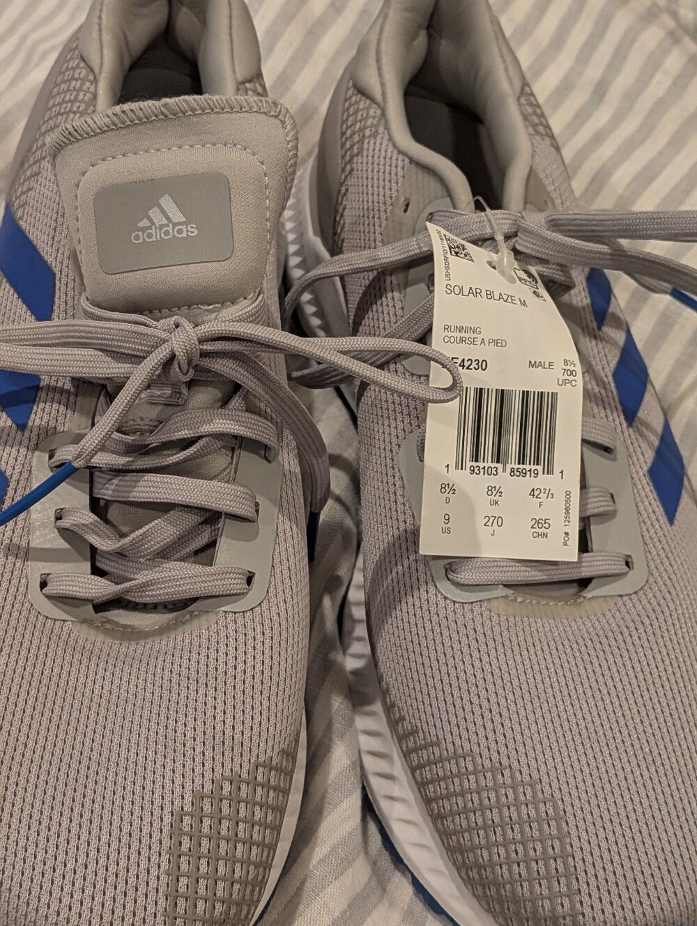 adidas Solar Blaze M Men's Running Shoes - Gray/Blue - Picture 3 of 9